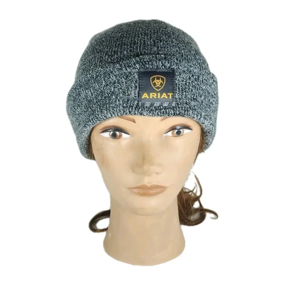 Ariat Unisex OS Rebar Logo Gray Acrylic Knit Cuffed Watch Beanie Hat